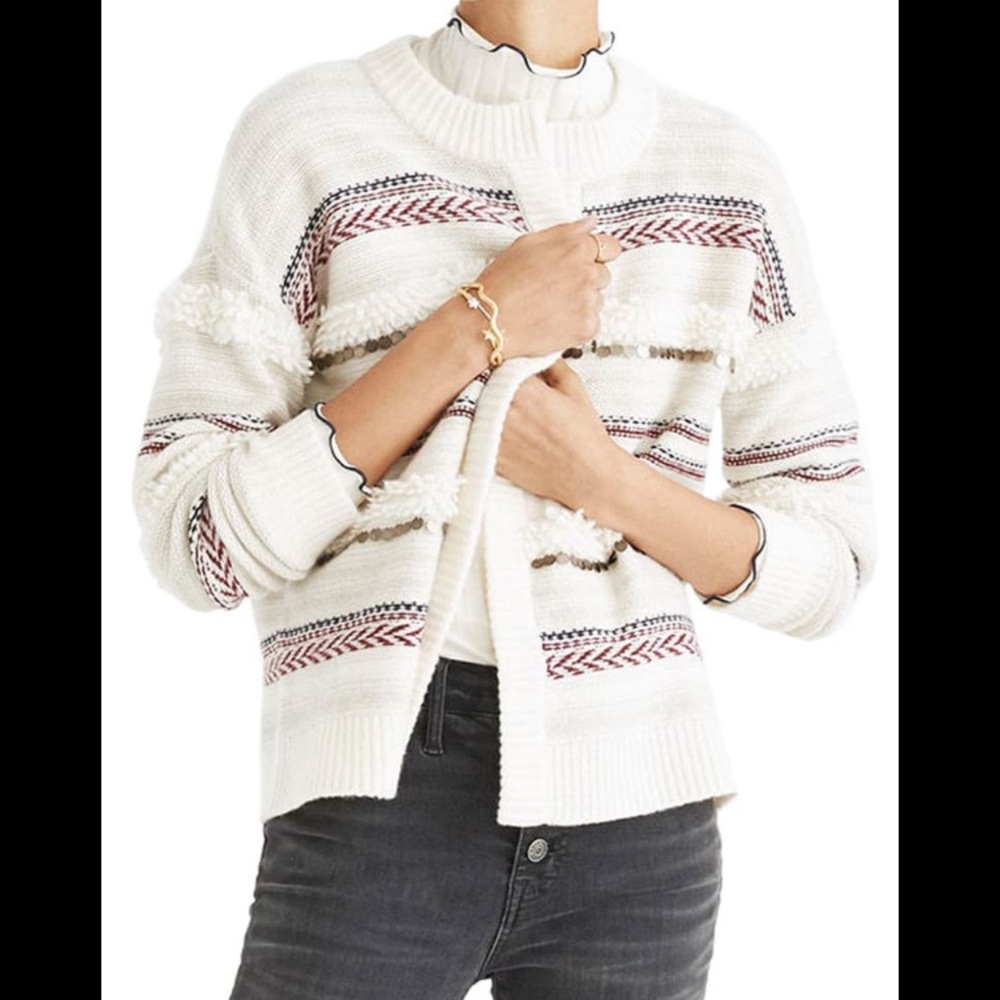 Madewell Paillette striped wool Cardigan S